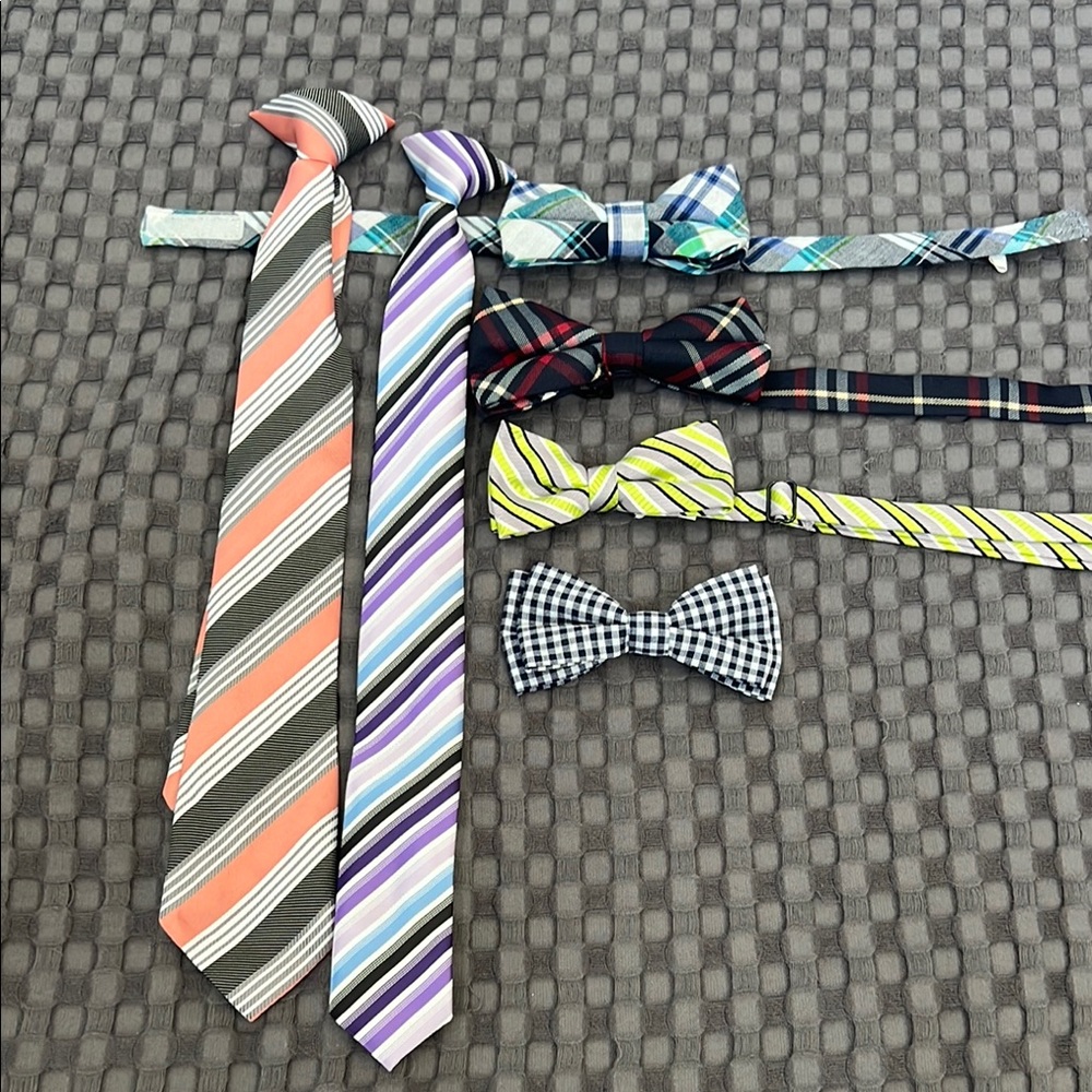 Striped and Checkered Boy’s Clip on Tie Set